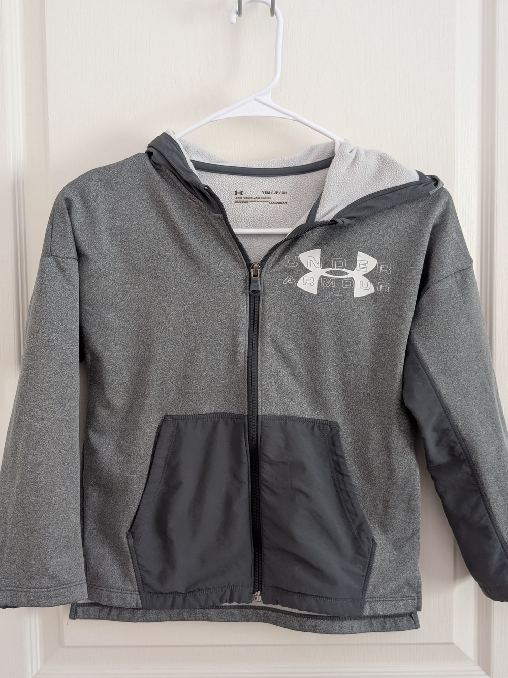 Under Armour Kids Gray Full-Zip Hooded Sweatshirt with Logo